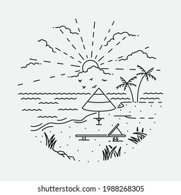 Beach nature adventure wild line graphic illustration vector art t-shirt design