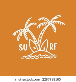 Beach nature summer monoline illustration