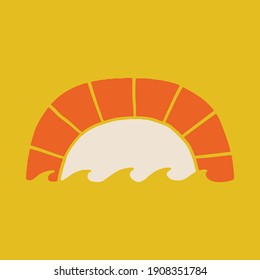 Beach nature summer wild line badge patch pin graphic illustration vector art t-shirt design