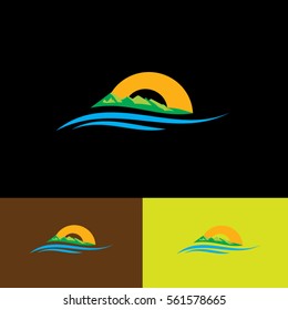 beach night element icon logo
