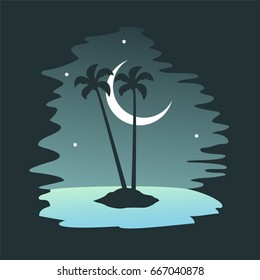 beach in the night illustration