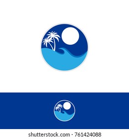 beach at night with wave vector design.