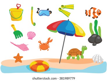 beach object cartoon design