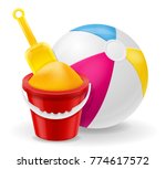 beach objects accessories for childrens games stock vector illustration isolated on white background