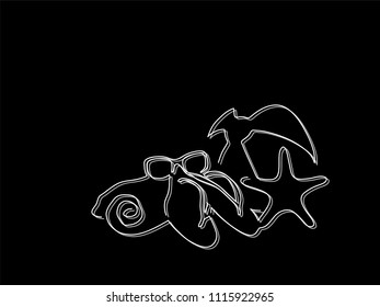 Beach objects line drawing, vector illustration design. Holidays collection.