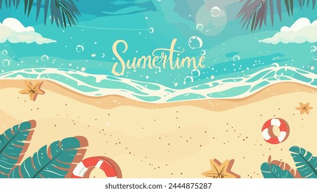beach ocean and sand vector background. summer design concept.
