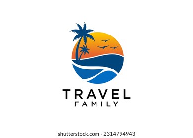 Plantilla de logotipo de surf oceánico de playa verano abstracto