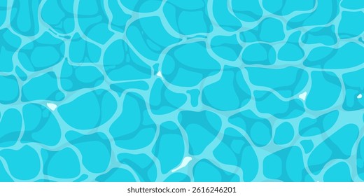 Beach ocean water ripple surface with sunlight reflections in cartoon style game texture top view