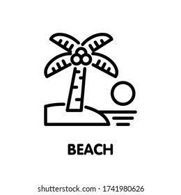 Beach outline icon design illustration on white background eps.10