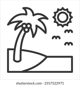 Beach Outline Icon Vector Illustration