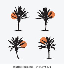Beach palm art, coconut trees clipart vector