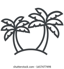 beach palm black line icon on white background	
