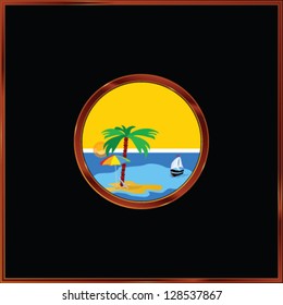 beach with palm in the frame vector illustration