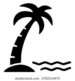 Icono de la palma de la playa o Ilustración vectorial aislada del símbolo de la muestra del logotipo - iconos negros del vector del estilo de la alta calidad