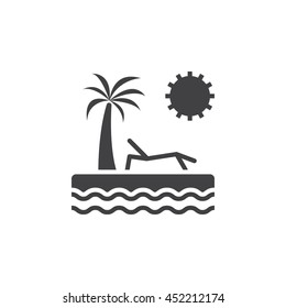 beach and palm icon vector, summer vacation solid logo, pictogram isolated on white, pixel perfect illustration