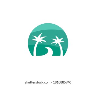 Beach palm logo vacation vector icon 