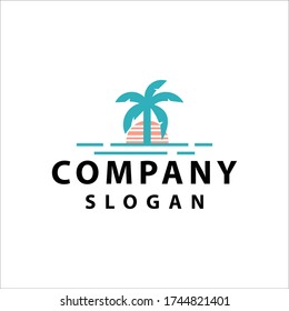 beach palm logo vector. Vector illustration.