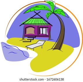 beach, palm, sea, tree, island, summer, ocean, travel, water, tropical, sun, illustration, nature, vacation, landscape, sand, holiday, sky, rest,