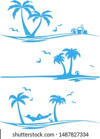 Beach Palm Skyline Silhouette Vector