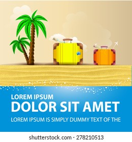 Beach. Palm. suitcase