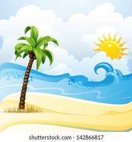 Beach with palm tree