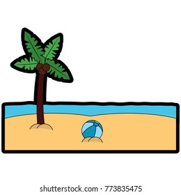 beach palm tree ball sand sea image