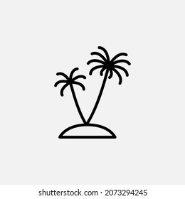 Beach, palm tree, coconut tree, tropical line icon design concept