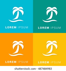 Beach Palm Tree Four Color Material Designed Icon / Logo