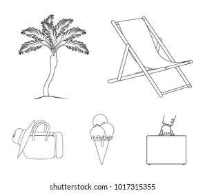 Beach, palm tree, ice cream.Summer vacation set collection icons in outline style vector symbol stock illustration web.