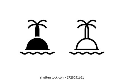 Beach and Palm Tree Icon, Logo, Vector