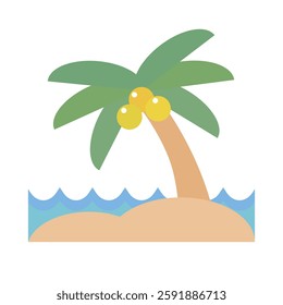 Beach and palm tree icon. Vector.