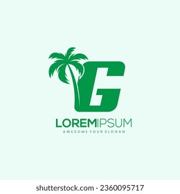 Beach Palm Tree With Letter G Logo Design Vector Image