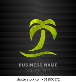 Beach Palm Tree Lime Green and Black silk fashion premium icon / Logo