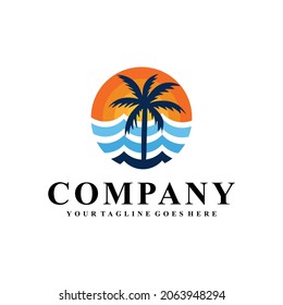  beach palm tree logo design inspiration