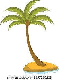 Palmera de la playa con el concepto simple del diseño de la historieta. Ilustración vectorial.
