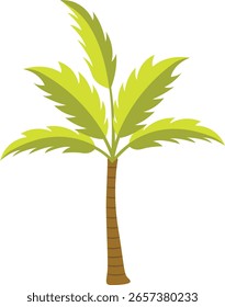 Palmera de la playa con el concepto simple del diseño de la historieta. Ilustración vectorial.
