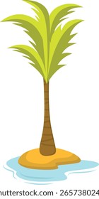 Palmera de la playa con el concepto simple del diseño de la historieta. Ilustración vectorial.