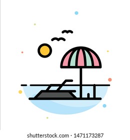 Beach, Palm, Tree, Spring Abstract Flat Color Icon Template. Vector Icon Template background