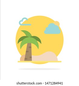 Beach, Palm, Tree, Spring Abstract Circle Background Flat color Icon. Vector Icon Template background