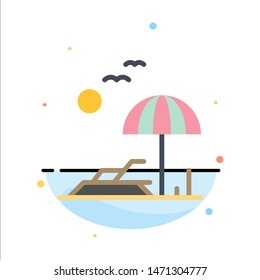 Beach, Palm, Tree, Spring Abstract Flat Color Icon Template. Vector Icon Template background