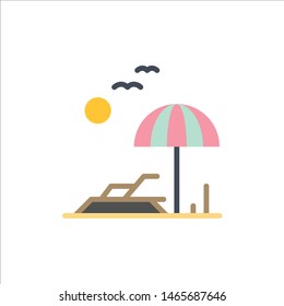 Beach, Palm, Tree, Spring  Flat Color Icon. Vector icon banner Template. Vector Icon Template background