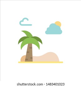 Beach, Palm, Tree, Spring  Flat Color Icon. Vector icon banner Template