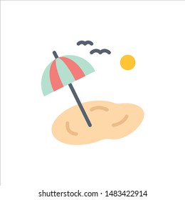 Beach, Palm, Tree, Spring  Flat Color Icon. Vector icon banner Template