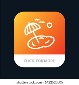 Beach, Palm, Tree, Spring Mobile App Button. Android and IOS Line Version