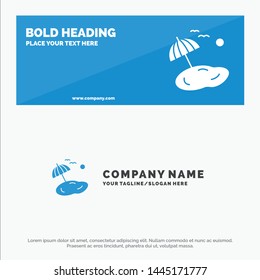 Beach, Palm, Tree, Spring SOlid Icon Website Banner and Business Logo Template