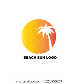 Beach Palm tree and sun