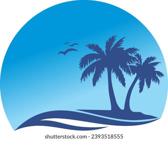 beach palm tree tropic logo.