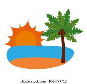 beach with palm tree tropical and sun