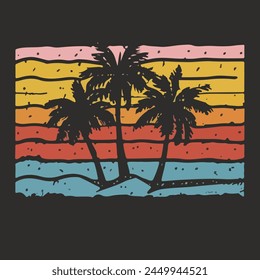 Beach palm tree vector illustration design summer beach background for t-shirt design