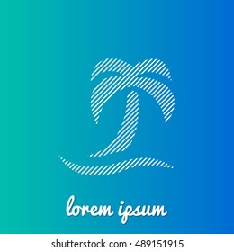 Beach Palm Tree White stroke fill with blue and green gradient background Icon / Logo Design